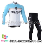 ชุดจักรยานแขนยาวทีม Bianchi 14 (01) สีเขียวขาว
