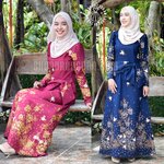 ✔️มีพร้อมส่ง⭐[ S-M-L-XL-2XL-3XL] :: ชุดเดรสยาวผ้าปาเต๊ะแท้ แขนยาวใส่ซิป ตัดแต่งโบว์ช่วงเอว กระโปรงยาวทรงเอบานสวย ซิปซ่อนหลัง งานอัดกาวทั้งชุด ใส่ออกงาน ใส่สวยได้หลายโอกาส