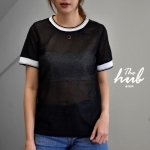 เสื้อแขนสั้นซีทรู เนื้อผ้าวิ้งๆ