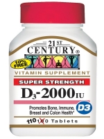 21st Century, Vitamin D3, Super Strength, 2000 IU, 110 Tablets