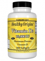 Healthy Origins, Vitamin D3, 10,000 IU, 360 Softgels