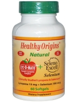 Healthy Origins, Lyc-O-Mato Lycopene + Seleno Excell, 60 Softgels ( ฝาเขียว )