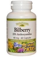 Natural Factors, Bilberry, 40 mg, 60 Capsules