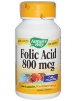 Nature's Way, Folic Acid, 800 mcg, 100 Capsules