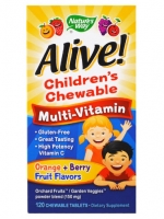 Nature's Way, Alive! Children's Chewable Multi-Vitamin, Orange, Berry Fruit Flavors, 120 Chewable Tablets
