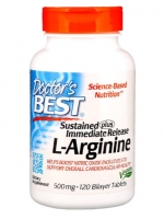 Doctor's Best, Sustained Plus Immediate Release L-Arginine, 500 mg, 120 Bilayer Tablets