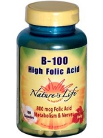 Nature's Life, B-100, High Folic Acid, 100 Capsules