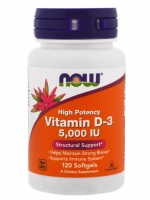 Now Foods, Vitamin D-3, High Potency, 5,000 IU, 120 Softgels