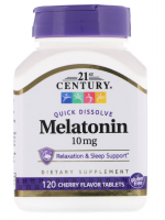 21st Century, Melatonin, Cherry Flavor, 10 mg, 120 Quick Dissolve Tablets