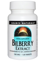 Source Naturals, Bilberry Extract, 100 mg, 120 Tablets