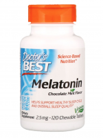 Doctor's Best, Melatonin, Chocolate Mint Flavor, 2.5 mg, 120 Chewable Tablets,