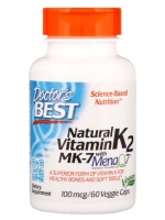 Doctor's Best, MK-7, Featuring MenaQ7 Natural Vitamin K2, 100 mcg, 60 Veggie Caps