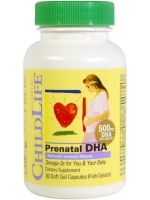 ChildLife, Prenatal DHA, Natural Lemon Flavor, 500 mg, 30 Soft Gel Capsules