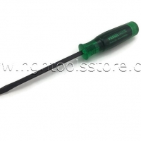 ไขควงด้ามเขียวแกนสี่เหลี่ยมหัวทะลุสีดำ ปากแบน ขนาด 6" ปากขนาด 9mm แกน 8mm รุ่น 1602 vessel green ยี่ห้อ VESSEL