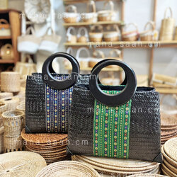 กระเป๋าสานกระจูด แต่งผ้าลายไทย บุผ้ามีซิป ของฝาก ของขวัญ 🌺