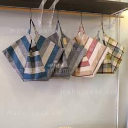 กระเป๋าผ้าสะพาย ทรง6เหลี่ยม คละสี 💮