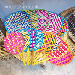 พัดสานไม่ไผ่ พัดทำมือ พัดลายไทย พัดถือ ของชำร่วย 🎏