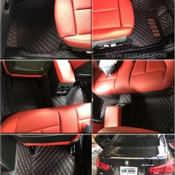 พรมปูพื้นรถยนต์6D BMW SERIES 3 F30 สีดำด้ายแดง เต็มคัน 3ชิ้น