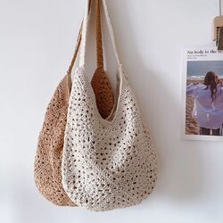 กระเป๋าถักสะพายไหล่ เดินชายหาด แฟชั่นผู้หญิง ✿