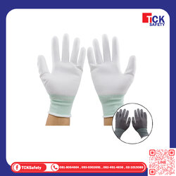 ถุงมือโพลีเอสเตอร์เคลือบ PU เต็มฝ่ามือ