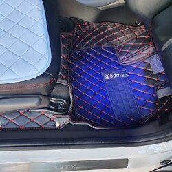 พรมปูพื้นรถยนต์6D HONDA CITY (2014-18) พรม6D QJ VIP หนาพิเศษ สีดำด้ายแดง 3ชิ้น