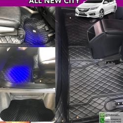 พรมปูพื้นรถยนต์6D CITY 2014-2018 รุ่นVIPแบบหนา 13มิล สีดำล้วน 4ชิ้น เต็มคัน