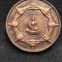 จตุคามรามเทพ รุ่น 12 นักษัตร เนื้อว่านดำ ปัดนาก ขนาดเส้นผ่านศูนย์กลาง 5 ซ.ม.