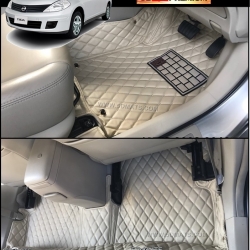 พรมปูพื้นรถยนต์6D NISSAN TIIDA 4D พรม6D QJ VIP หนาพิเศษ สีครีม เต็มคัน 3 ชิ้น