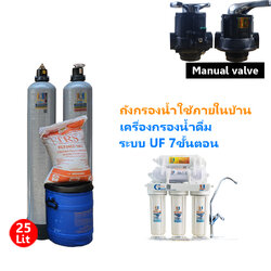 ถังกรองน้ำภายในบ้าน2ถังขนาดจุสาร25ลิตร+เครื่องกรองน้ำ7ขั้นตอนระบบUF