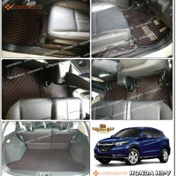 พรมปูพื้นรถยนต์6D HONDA HR-V 2014-21 สีดำด้ายแดง เต็มคัน+แผ่นปูท้ายรถ+แผ่นปิดเบาะหลัง 6ชิ้น