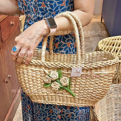 กระเป๋าสานผักตบชวา ตะกร้าสาน สีธรรมชาติ Basket bag 🍃
