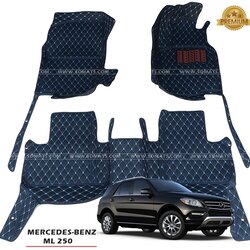 พรมปูพื้นรถยนต์6D BENZ ML250 W166 พรม6D สีดำด้ายฟ้า เต็มคัน (3ชิ้น)