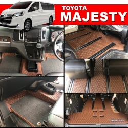 พรมปูพื้นรถยนต์6D TOYOTA MAJESTY พรม6D 12มิล หนังPUแท้ เต็มคัน +ใยดักฝุ่นคู่หน้า