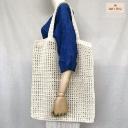 กระเป๋าcotton+เชือก จัมโบ้ (15*19.5นิ้ว) สีครีม/สีกากี