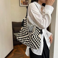 กระเป๋าถัก สะพายไหล่ ช้อปปิ้ง แบบสาวเกาหลี 🖤