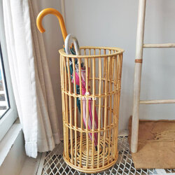 ตะกร้าใส่ร่ม ตะกร้าหวาย ตะกร้าผ้า ทรงกลม ที่เก็บร่ม 🌂