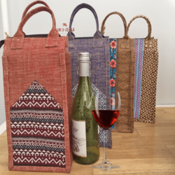 กระเป๋าใส่ขวด กระเป๋าใส่ขวดไวน์ ที่ใส่ขวดไวน์ พร้อมหูหิ้ว 🍷 Jute Water Bottle Bag/Holder