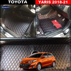 พรมปูพื้นรถยนต์ 6D TOYOTA YARIS 2018-21 พรม6D QX สวยงาม เข้ารูป ปูเต็มคัน 3ชิ้น