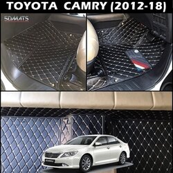 พรมปูพื้นรถยนต์ 6D TOYOTA CAMRY (2012-18) พรม6D QX สวยงาม เข้ารูป เต็มคัน 3ชิ้น