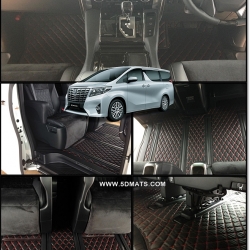 พรมปูพื้นรถยนต์6D TOYOTA ALPHARD (ปี2015-20) พรม6D QJ แบบหนาพิเศษ สีดำด้ายแดง เต็มคัน