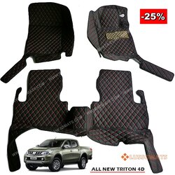 พรมปูพื้นรถยนต์6D TRITON 4D 2015-23 สีดำด้ายแดง เต็มคัน
