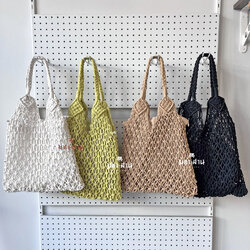 กระเป๋าถักสะพายไหล่ มีซับ สีสดใส ไปเที่ยว 💝