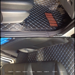 พรมปูพื้นรถยนต์ 6D MAZDA BT-50 PRO 4ประตู ปี2012-19 พรม6D สีดำด้ายฟ้า (3ชิ้น)