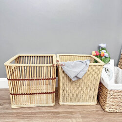 ตะกร้าหวาย ตะกร้าผ้าหูหิ้ว ตะกร้าสาน ตะกร้ามินิมอล🧺