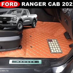 พรมปูพื้นรถยนต์ 6D FORD NEXT GEN RANGER CAB 2022 พรม6D QJ VIP หนาพิเศษ เต็มคัน