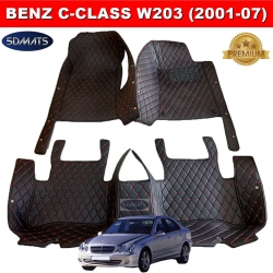 พรมปูพื้นรถยนต์MERCEDES-BENZ C-CLASS W203 (2001-07) พรม6D VIP แบบหนาพิเศษ เต็มคัน (3ชิ้น)