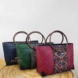 กระเป๋ากระจูดหูหวาย กระเป๋าถือ กระเป๋าผ้าไทย 👜