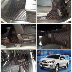 พรมปูพื้นรถยนต์ 6D DMAX CAB ปี2012-18 สีดำด้ายแดง เข้ารูป เต็มคัน 3ชิ้น