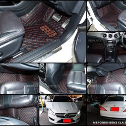 พรมปูพื้นรถยนต์ BENZ CLA 250 W117 พรม6D สีดำด้ายแดง เต็มคัน (3ชิ้น)