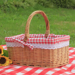 ตะกร้าหวายปิคนิค พร็อพถ่ายรูป ตะกร้าหูหิ้ว ตะกร้าคล้องแขน🧺